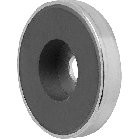 Kipp Magnet Shallow Pot Magnet H=18 Hard Ferrite, Round, Comp, Steel, D1=6, 5, D=80 +/-0, 25 K0554.80